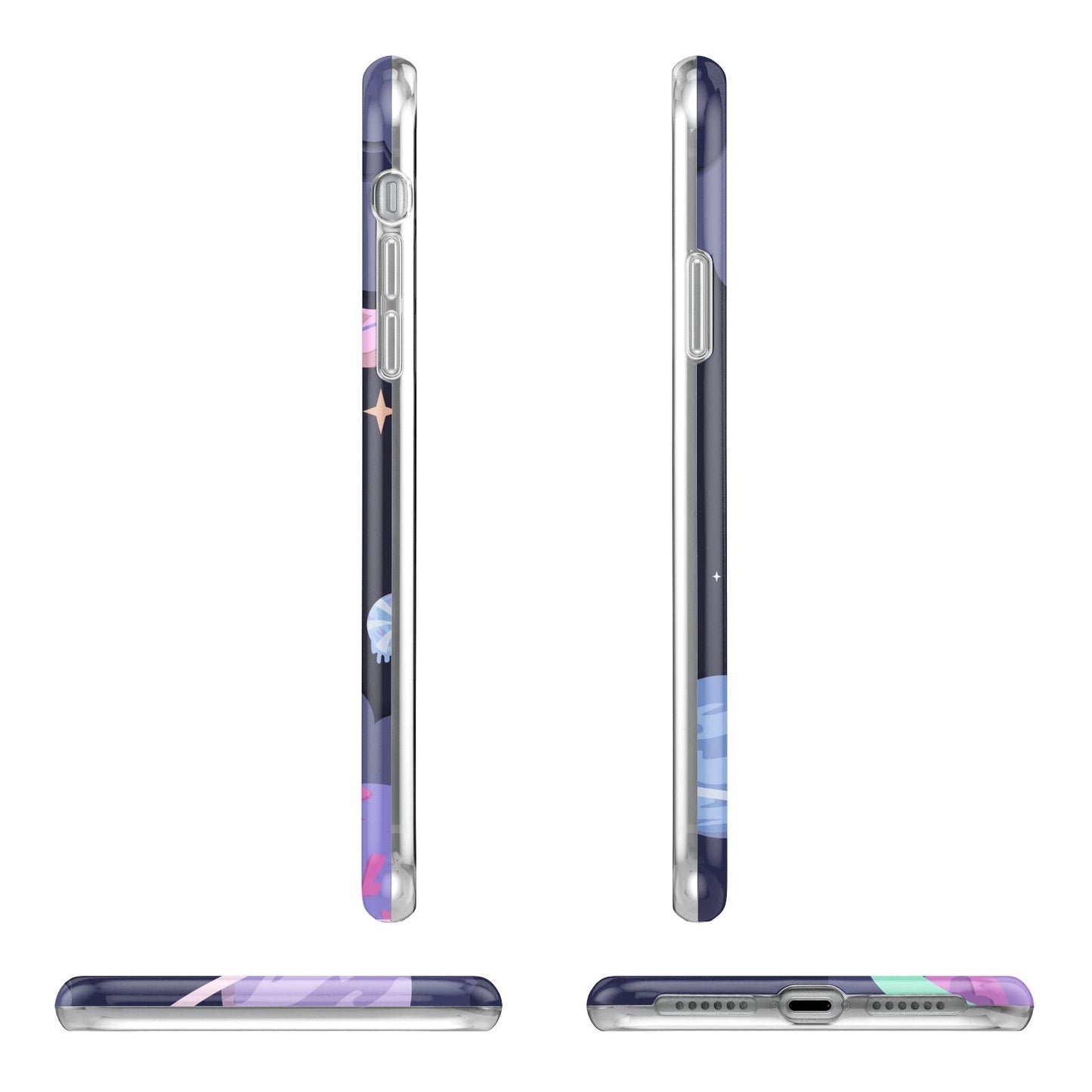 Space Personalised Initial Name Apple iPhone XR in White with 3D Wrap Tough Case Alternative Image Angles