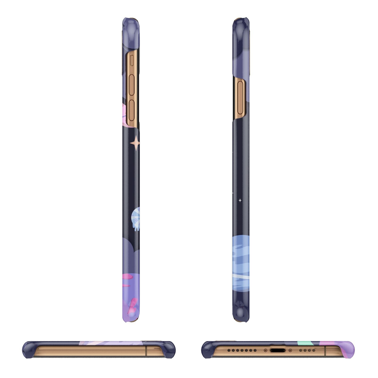 Space Personalised Initial Name Apple iPhone Xs Max 3D Wrap Snap Case Angled Images