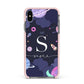 Space Personalised Initial Name Apple iPhone Xs Max Impact Case Pink Edge on Black Phone