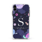 Space Personalised Initial Name Apple iPhone Xs Max Impact Case White Edge on Black Phone