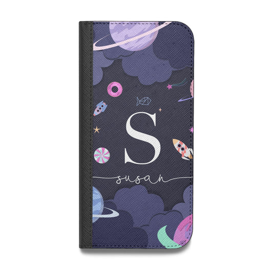 Space Personalised Initial Name Vegan Leather Flip Samsung Case