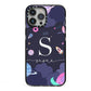 Space Personalised Initial Name iPhone 13 Pro Max Black Impact Case on Silver phone
