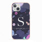Space Personalised Initial Name iPhone 13 TPU Impact Case with Pink Edges