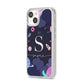 Space Personalised Initial Name iPhone 14 Clear Tough Case Starlight Angled Image