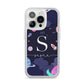 Space Personalised Initial Name iPhone 14 Pro Clear Tough Case Silver