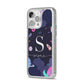 Space Personalised Initial Name iPhone 14 Pro Max Glitter Tough Case Silver Angled Image