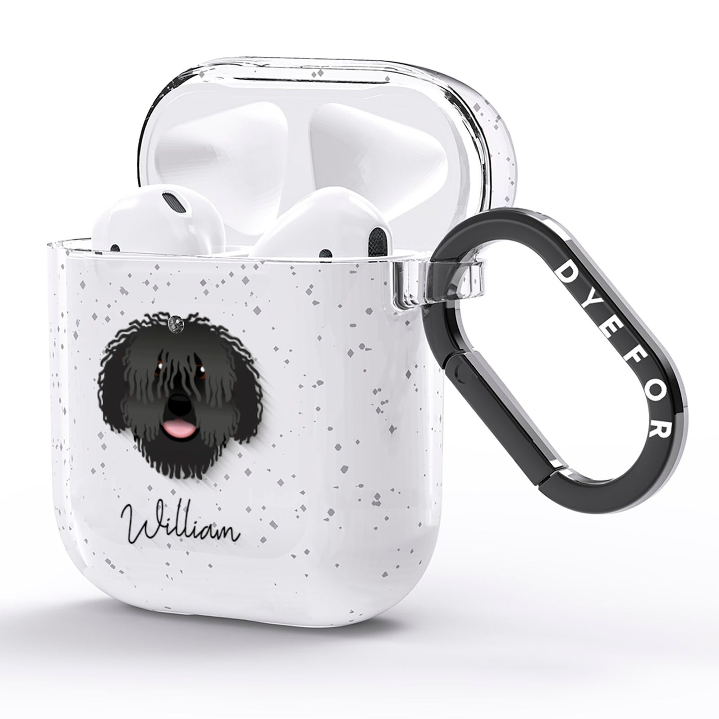 Spanish Water Dog Personalised AirPods Glitter Case Side Image