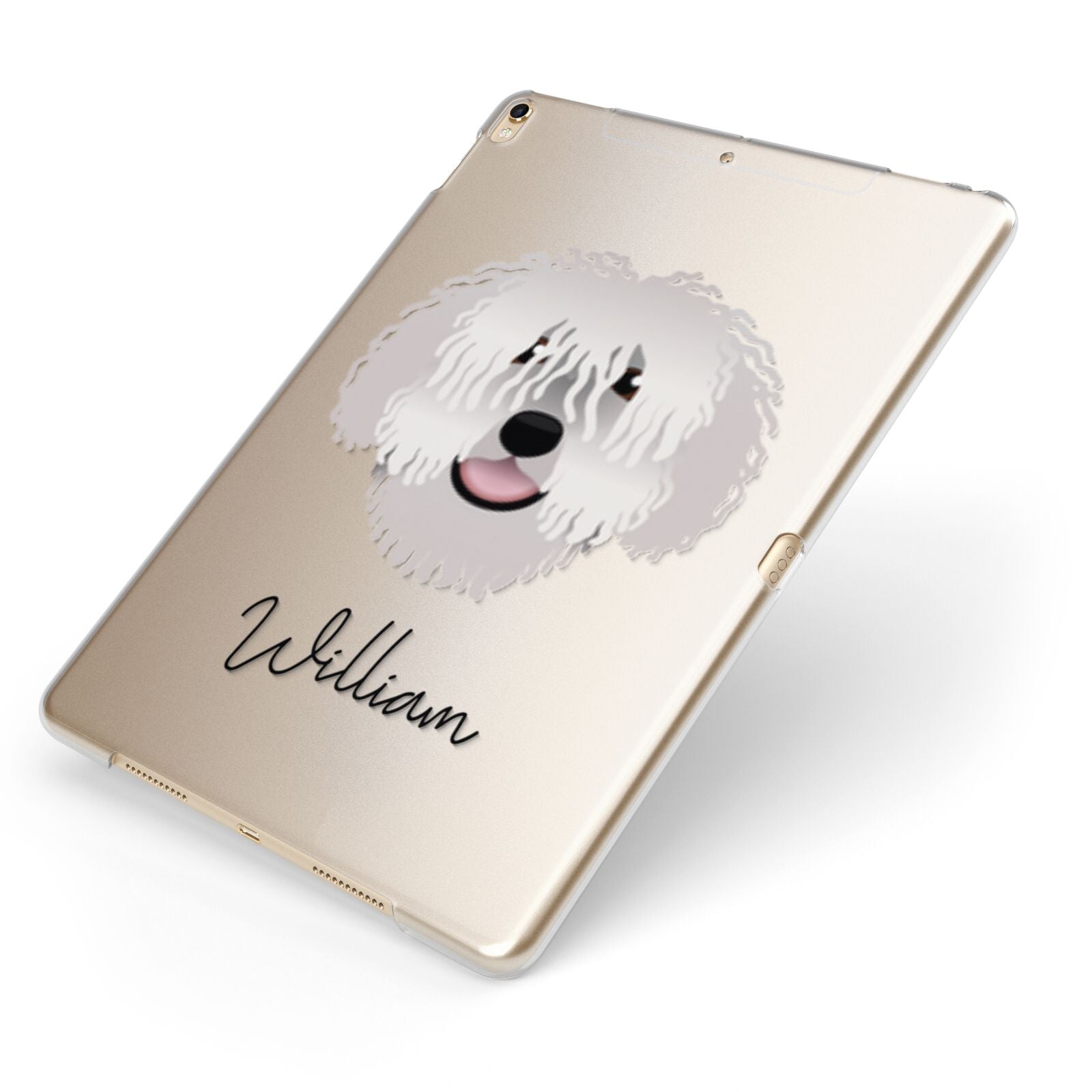 Spanish Water Dog Personalised Apple iPad Case on Gold iPad Side View