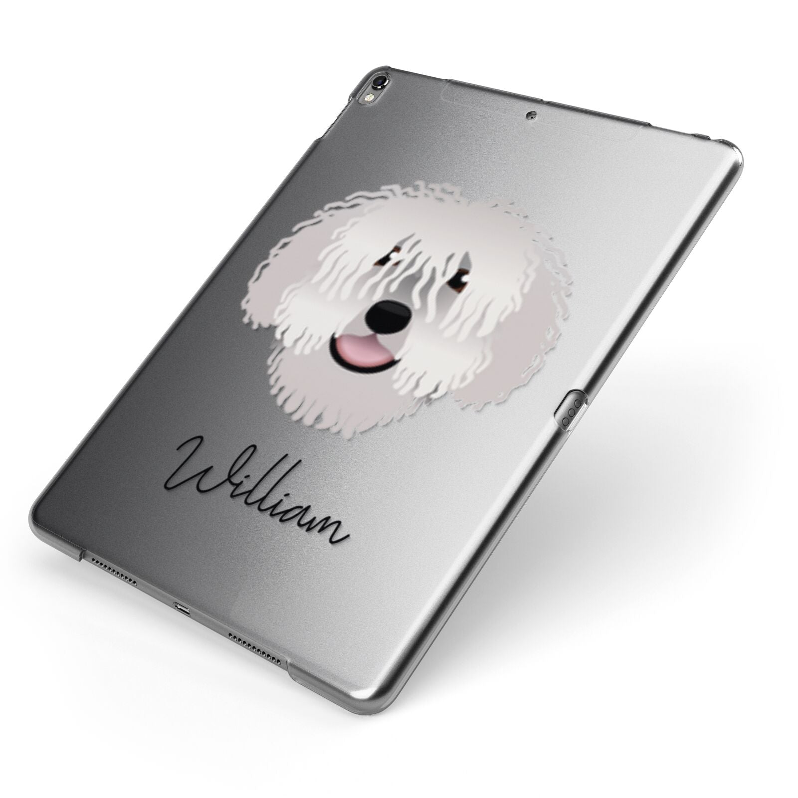 Spanish Water Dog Personalised Apple iPad Case on Grey iPad Side View