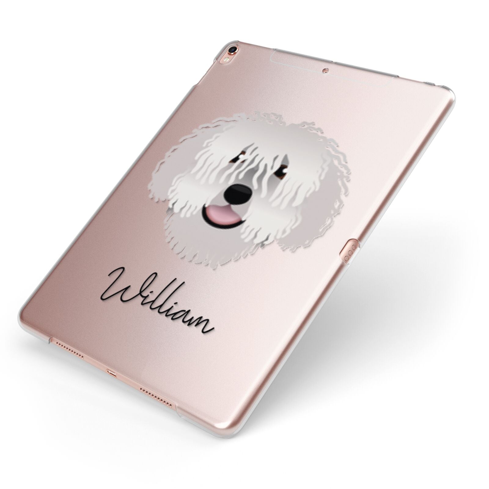 Spanish Water Dog Personalised Apple iPad Case on Rose Gold iPad Side View