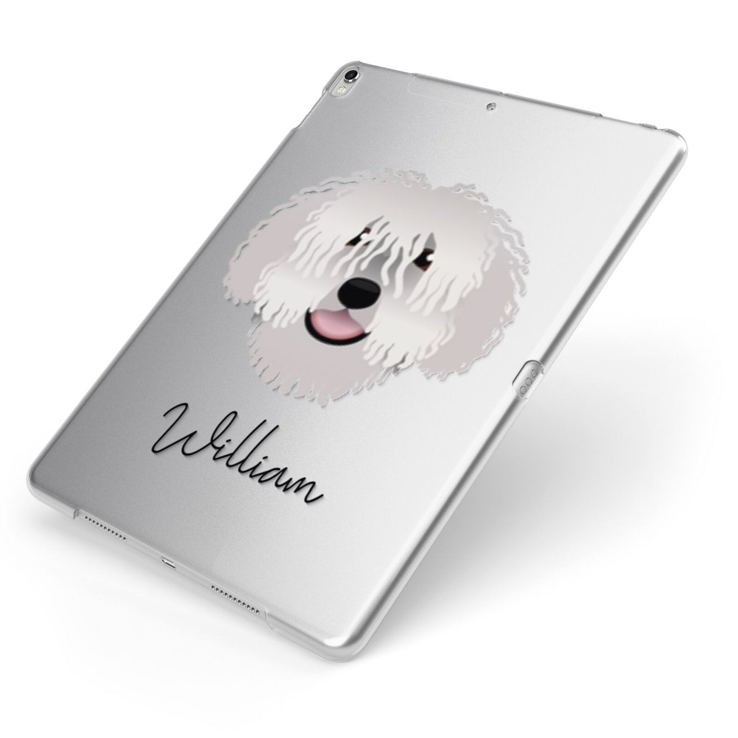 Spanish Water Dog Personalised Apple iPad Case on Silver iPad Side View