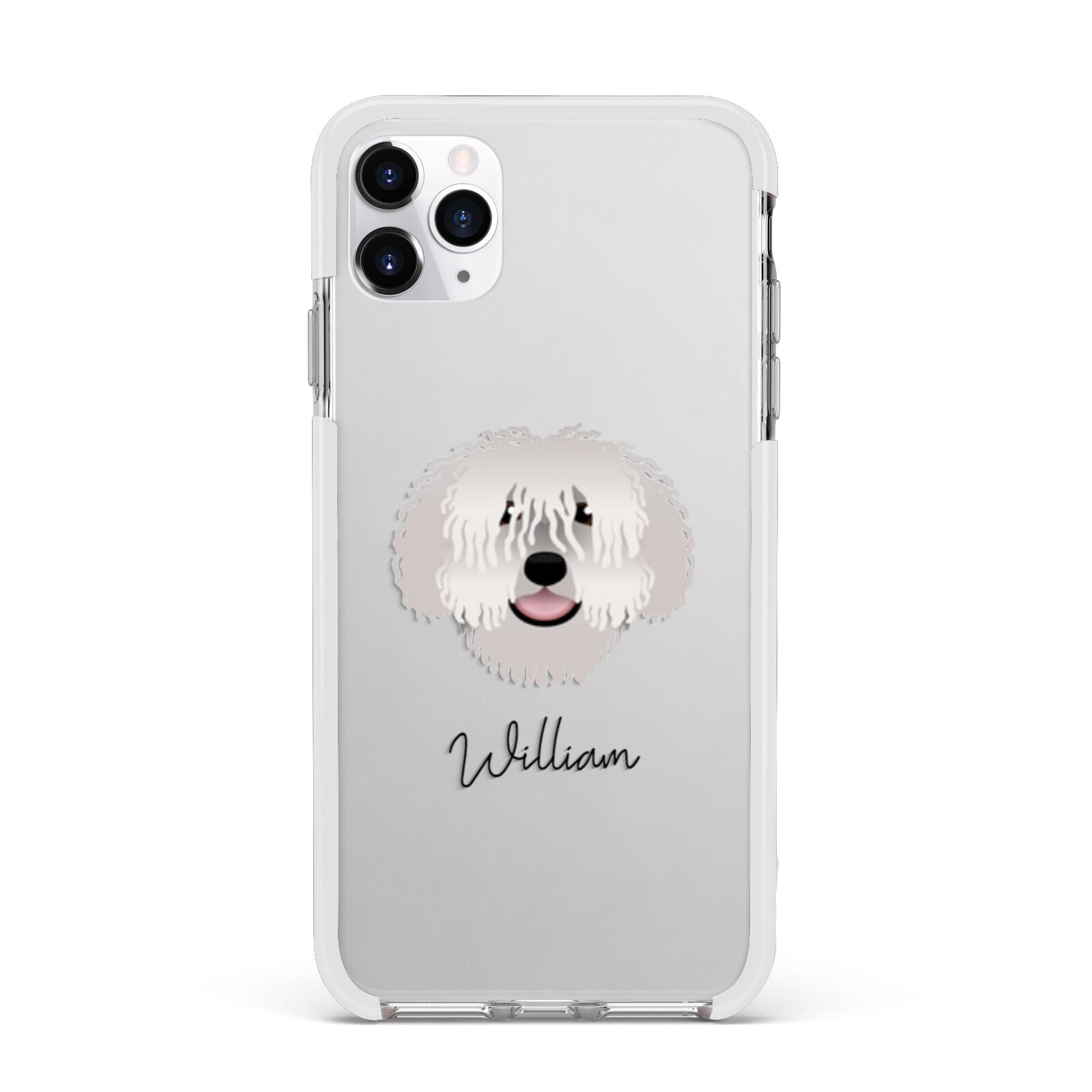 Spanish Water Dog Personalised Apple iPhone 11 Pro Max in Silver with White Impact Case