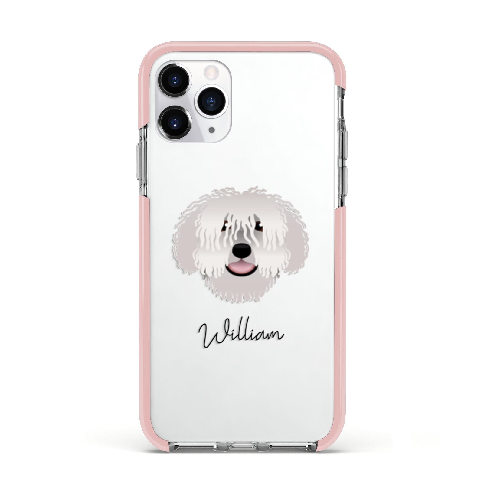 Spanish Water Dog Personalised Apple iPhone 11 Pro in Silver with Pink Impact Case