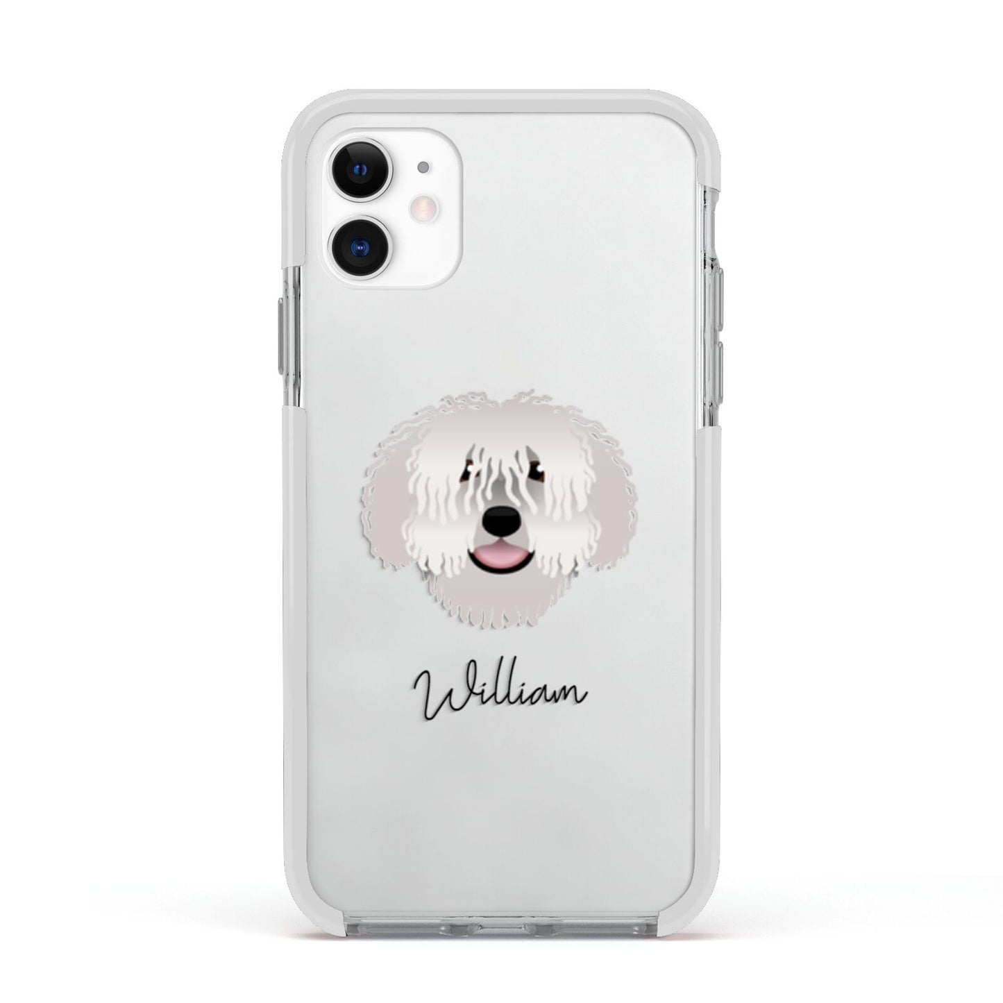 Spanish Water Dog Personalised Apple iPhone 11 in White with White Impact Case