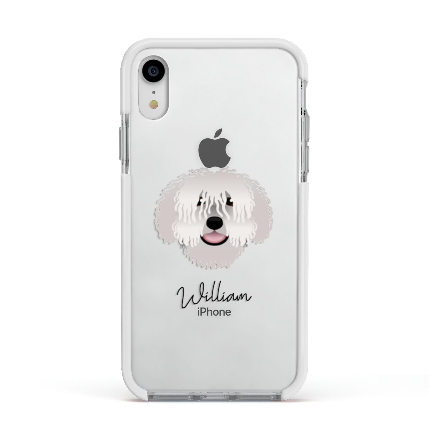 Spanish Water Dog Personalised Apple iPhone XR Impact Case White Edge on Silver Phone