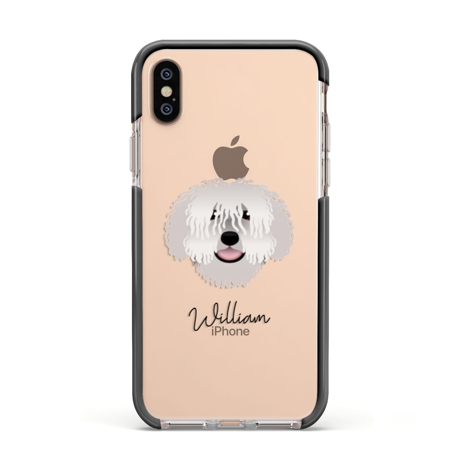Spanish Water Dog Personalised Apple iPhone Xs Impact Case Black Edge on Gold Phone