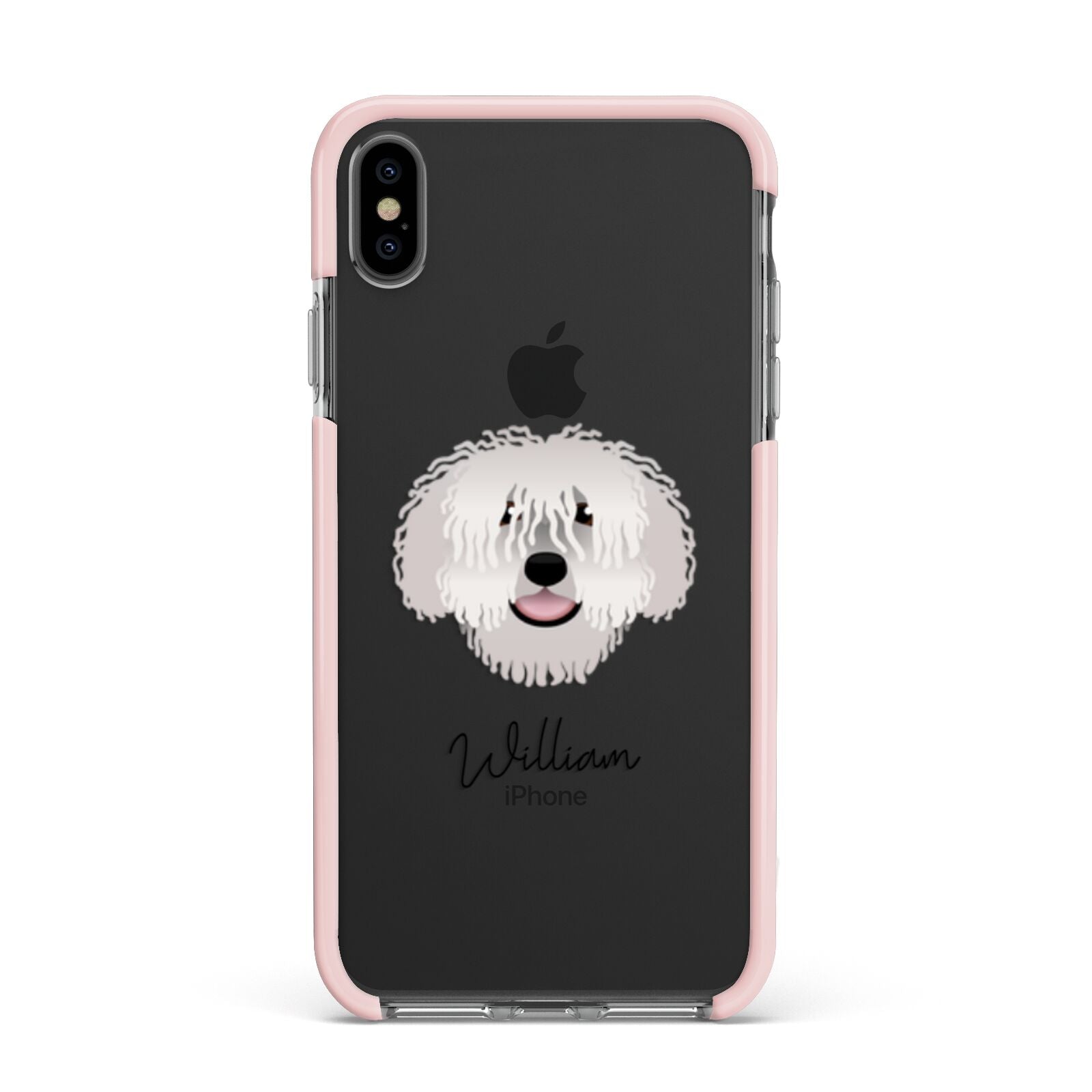 Spanish Water Dog Personalised Apple iPhone Xs Max Impact Case Pink Edge on Black Phone