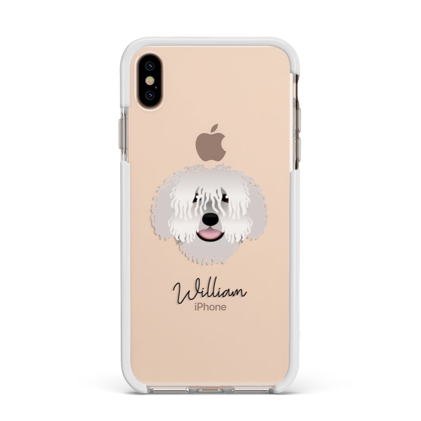 Spanish Water Dog Personalised Apple iPhone Xs Max Impact Case White Edge on Gold Phone
