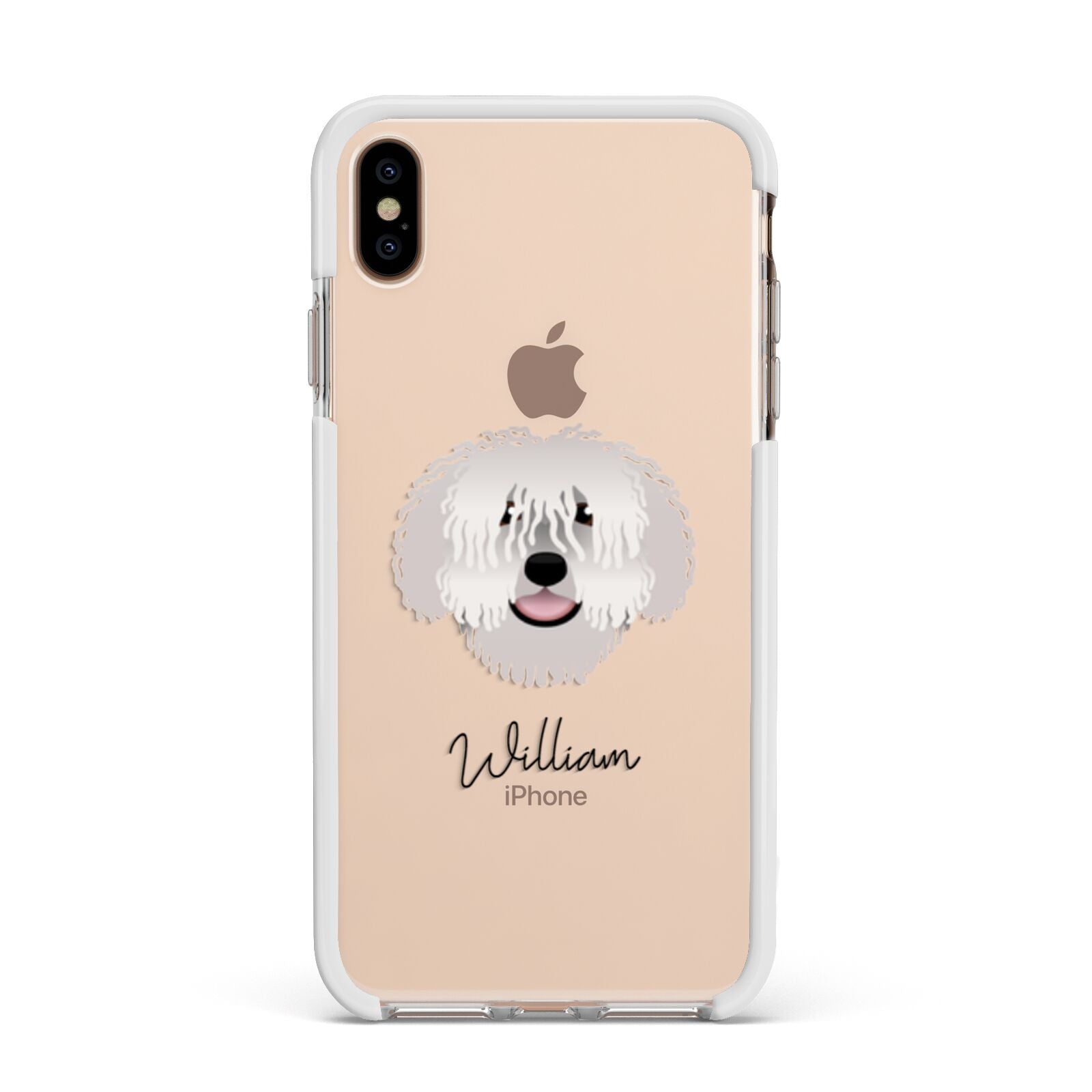 Spanish Water Dog Personalised Apple iPhone Xs Max Impact Case White Edge on Gold Phone