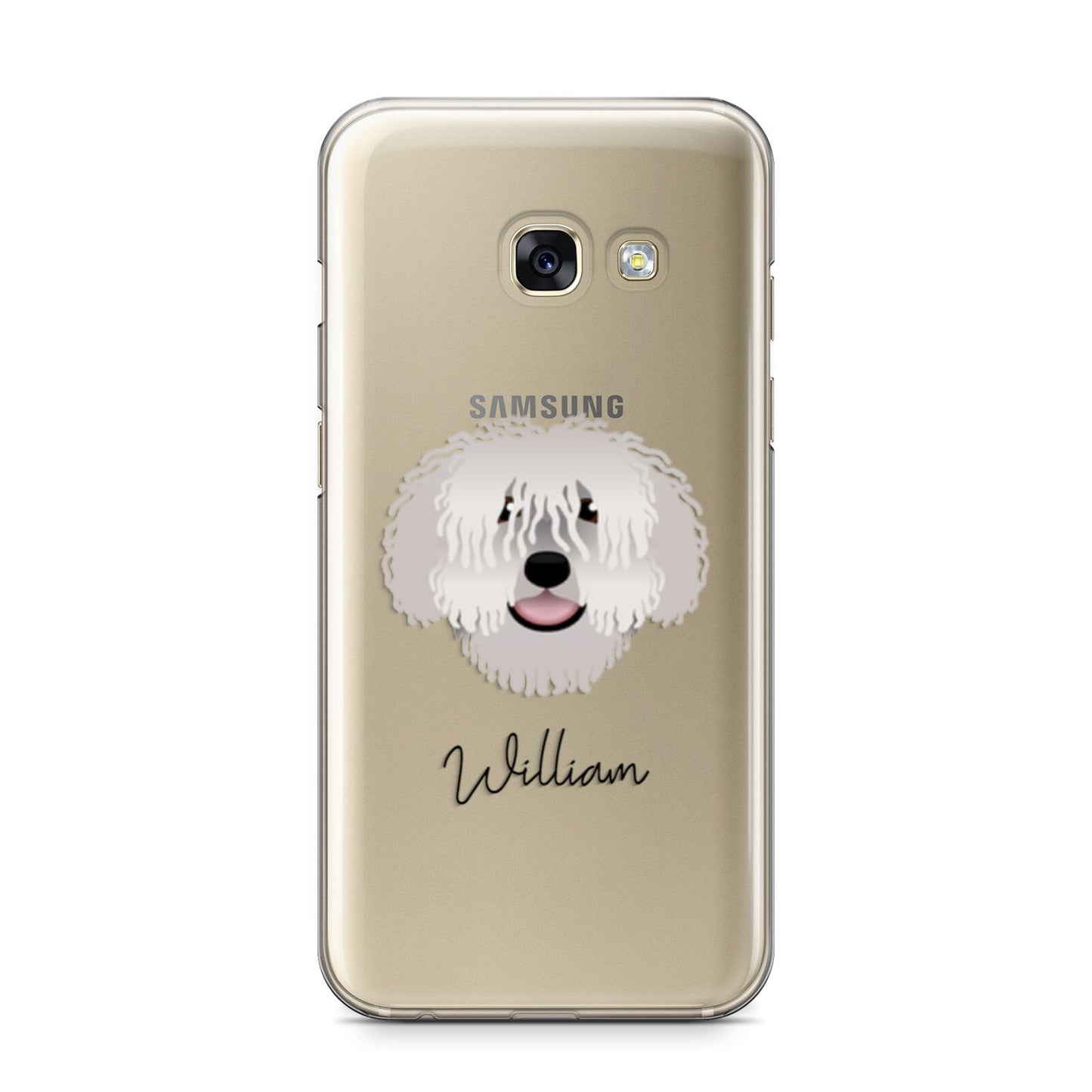 Spanish Water Dog Personalised Samsung Galaxy A3 2017 Case on gold phone