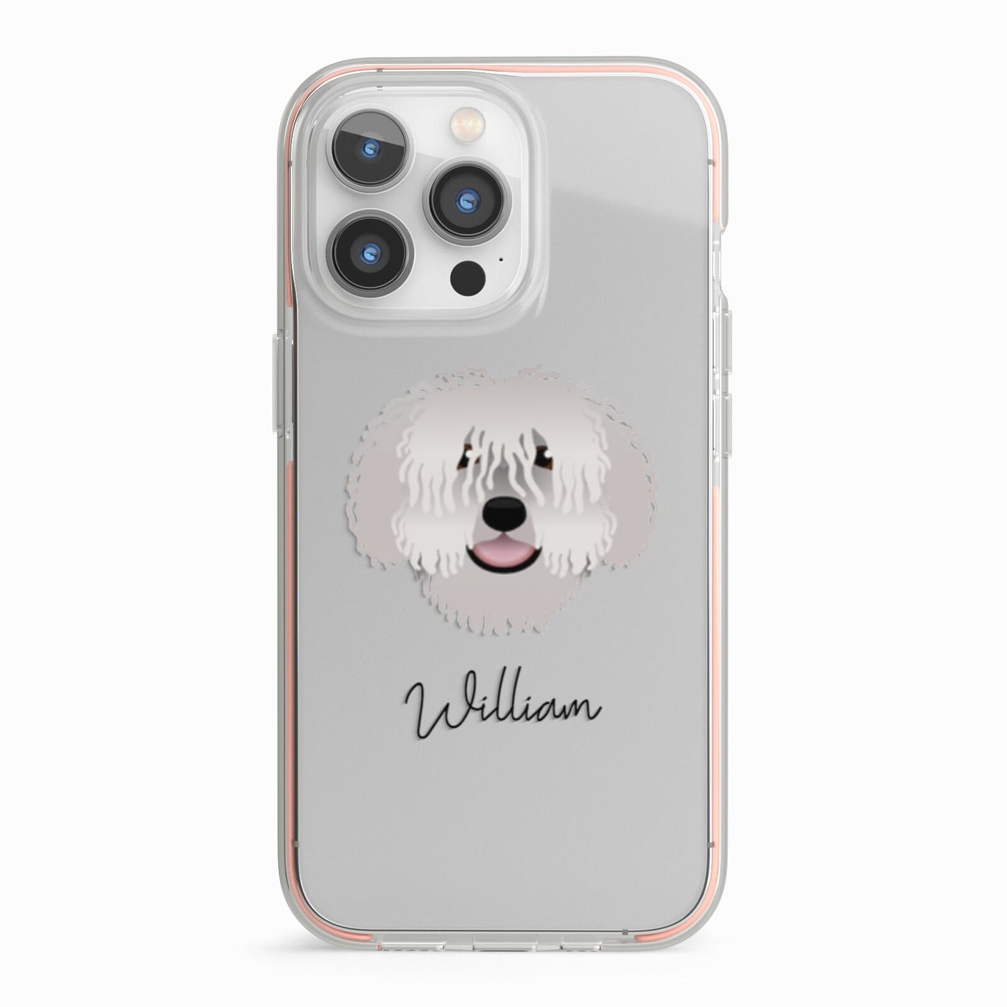 Spanish Water Dog Personalised iPhone 13 Pro TPU Impact Case with Pink Edges