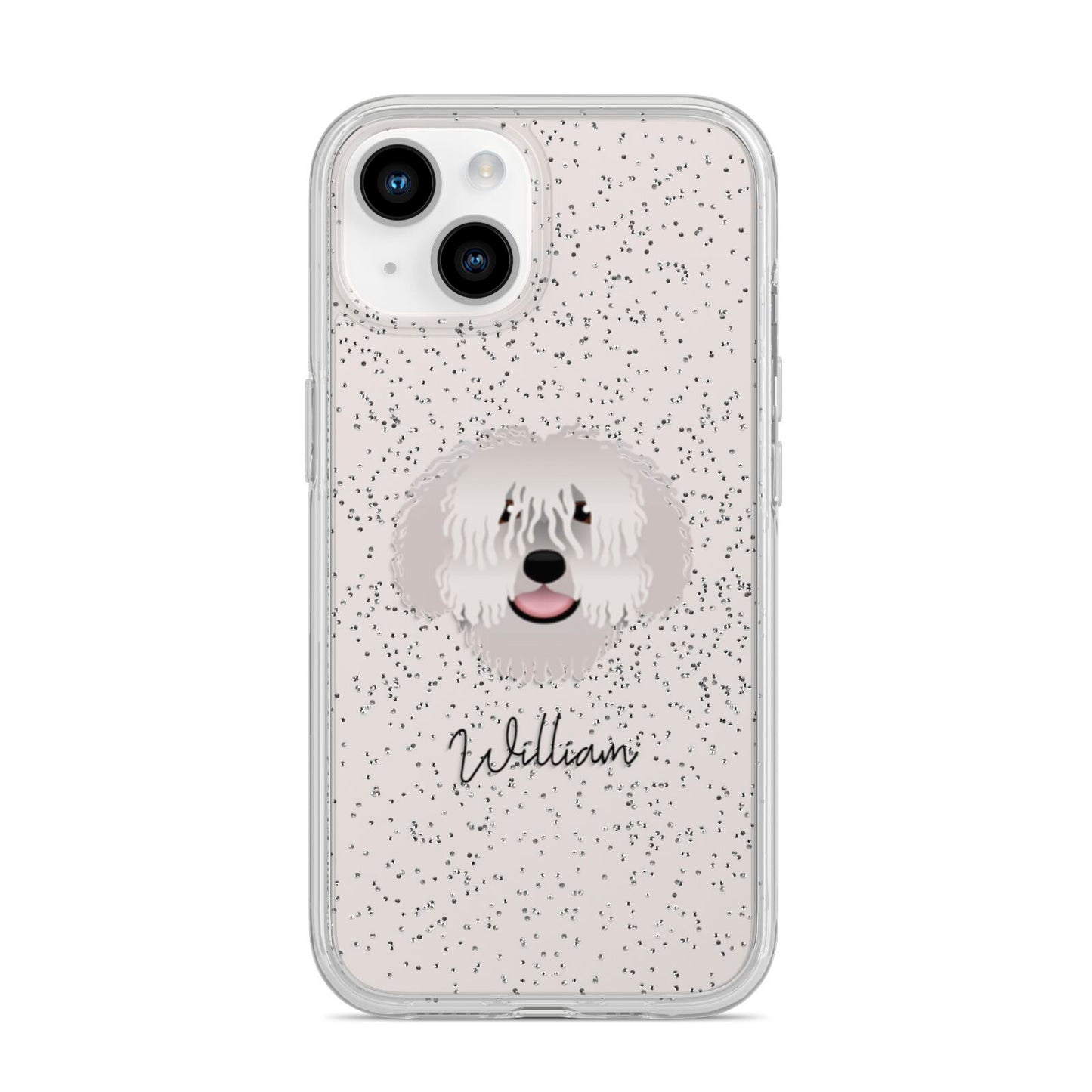 Spanish Water Dog Personalised iPhone 14 Glitter Tough Case Starlight