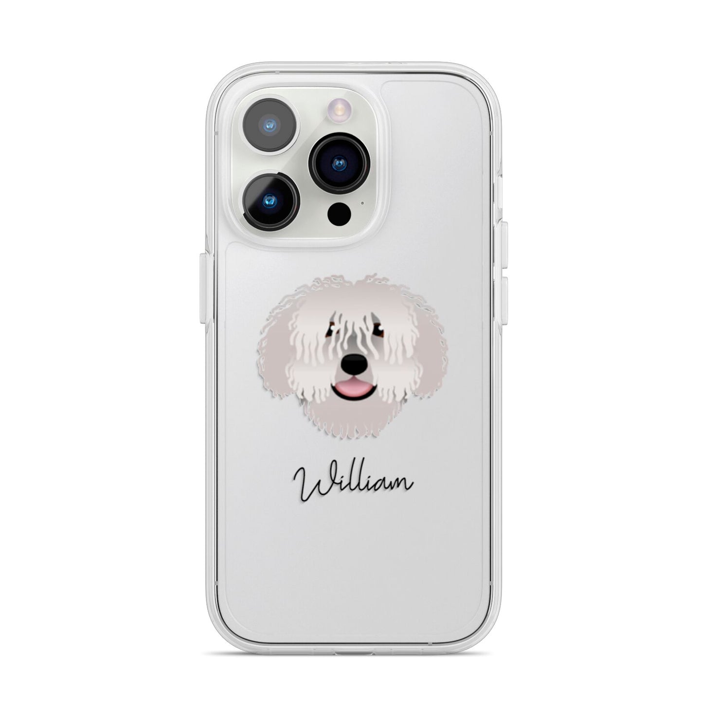 Spanish Water Dog Personalised iPhone 14 Pro Clear Tough Case Silver