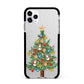 Sparkling Christmas Tree Apple iPhone 11 Pro Max in Silver with Black Impact Case