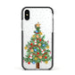Sparkling Christmas Tree Apple iPhone Xs Impact Case Black Edge on Silver Phone