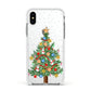 Sparkling Christmas Tree Apple iPhone Xs Impact Case White Edge on Silver Phone