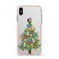 Sparkling Christmas Tree Apple iPhone Xs Max Impact Case Pink Edge on Silver Phone
