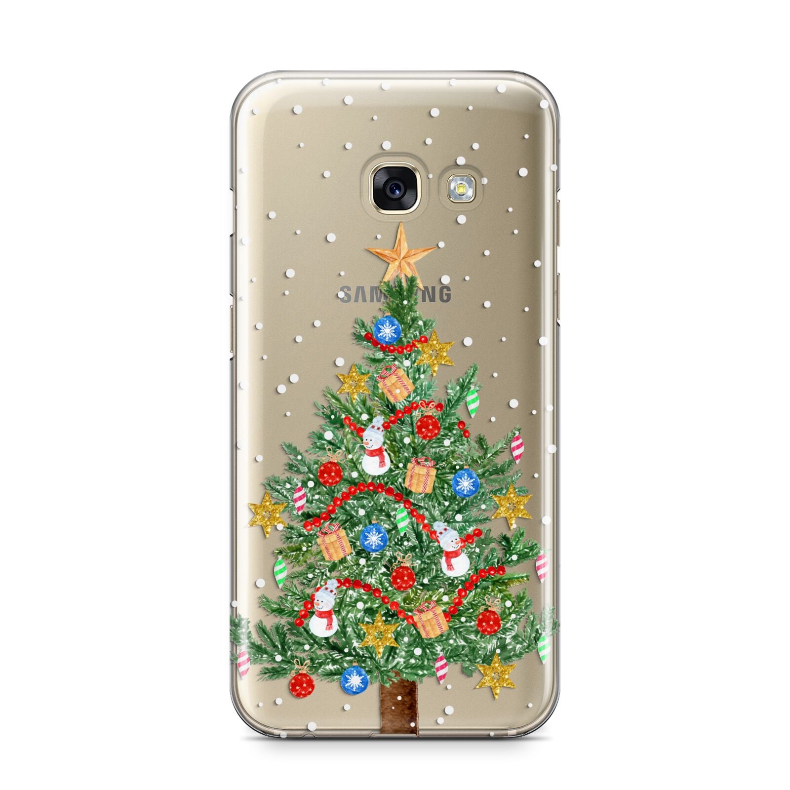 Sparkling Christmas Tree Samsung Galaxy A3 2017 Case on gold phone