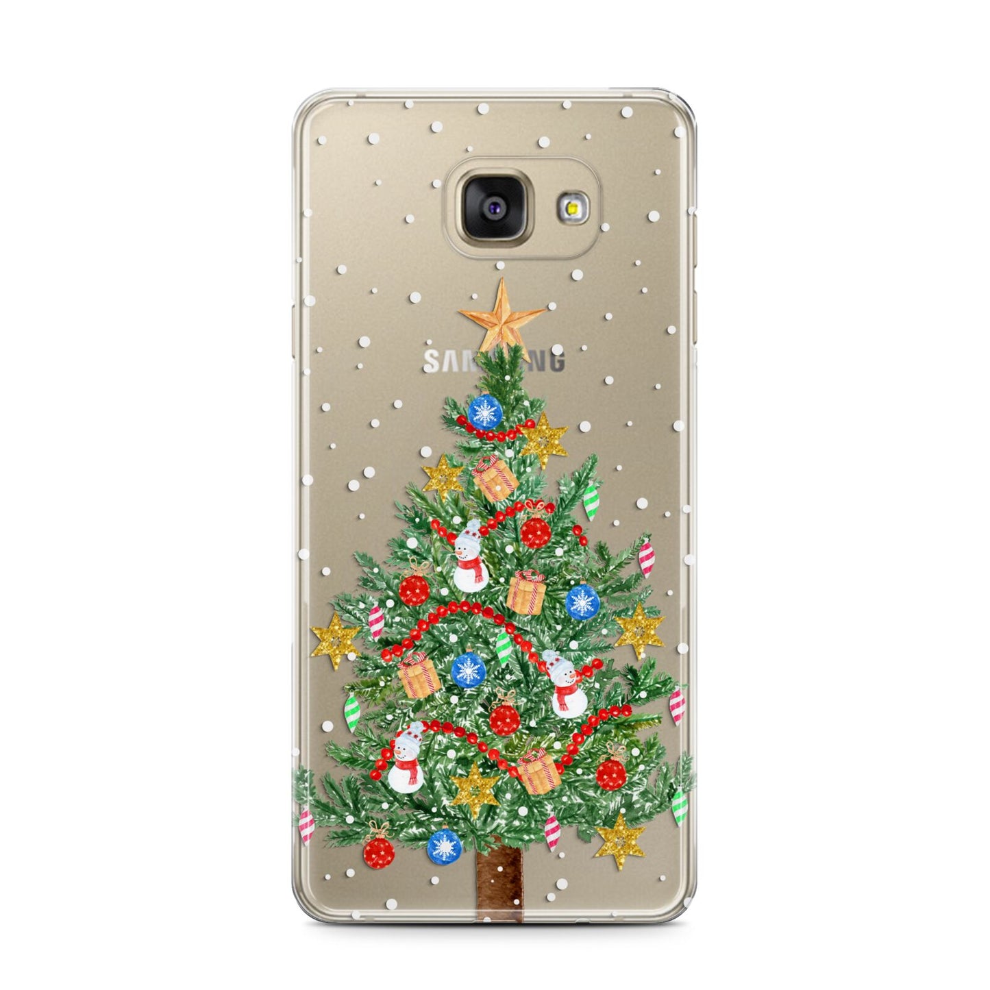 Sparkling Christmas Tree Samsung Galaxy A7 2016 Case on gold phone