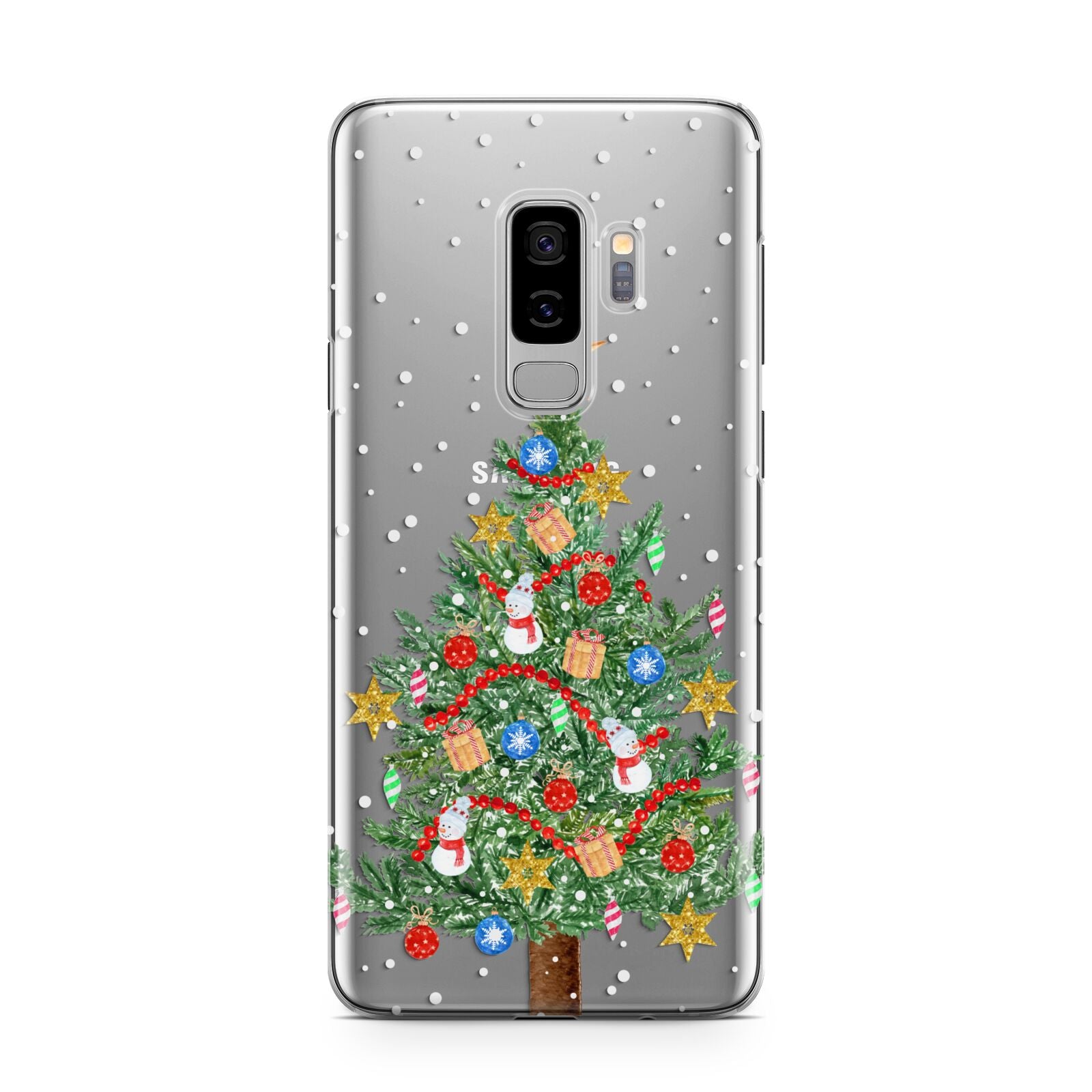 Sparkling Christmas Tree Samsung Galaxy S9 Plus Case on Silver phone