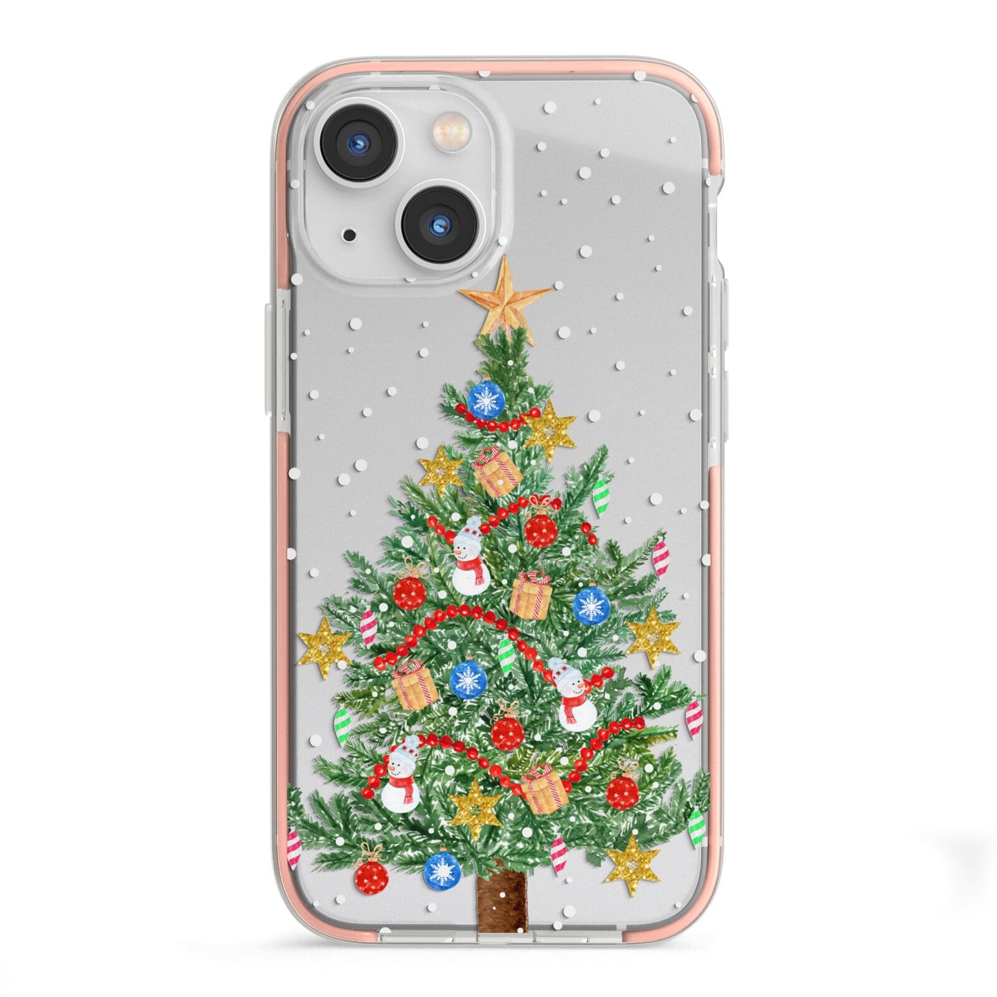 Sparkling Christmas Tree iPhone 13 Mini TPU Impact Case with Pink Edges