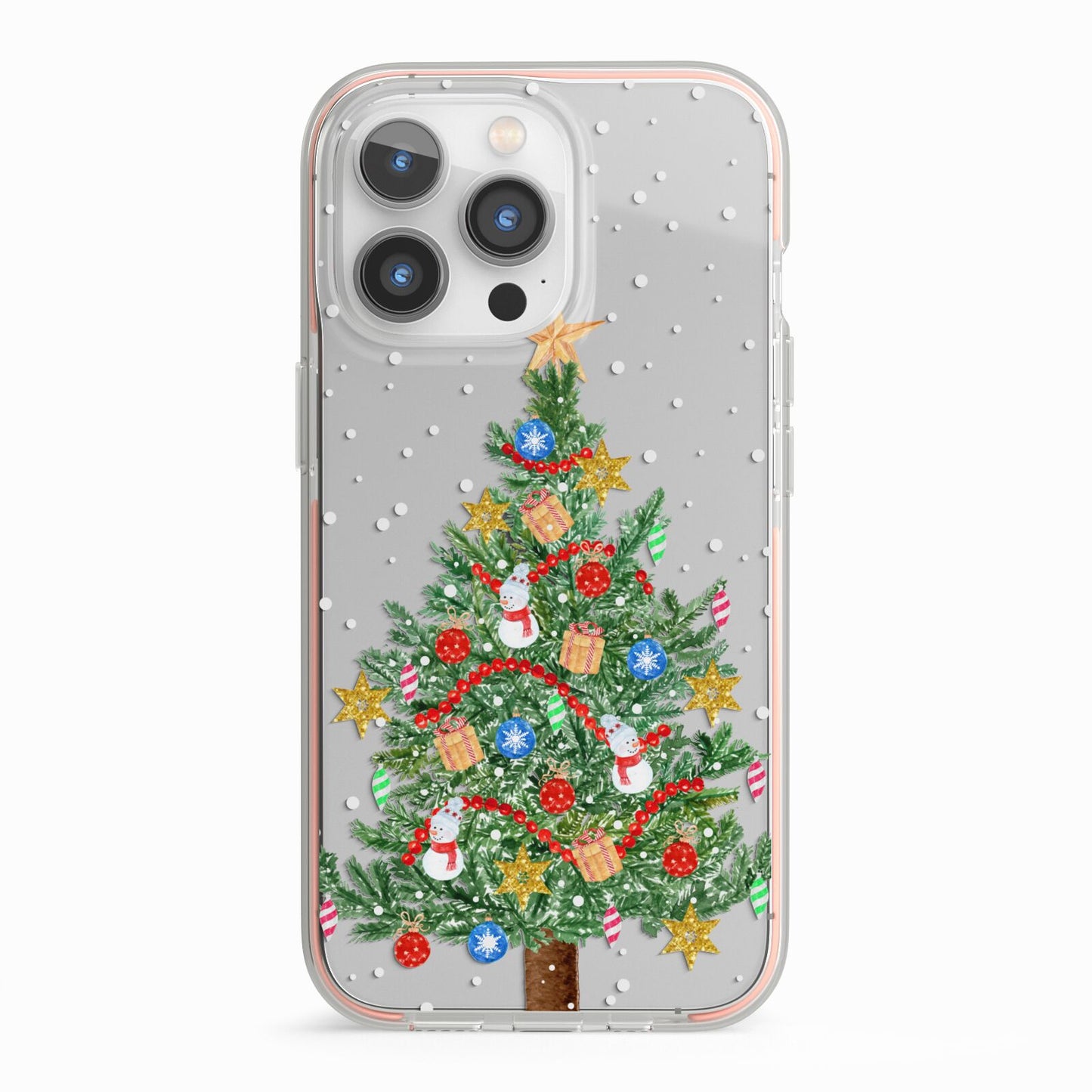 Sparkling Christmas Tree iPhone 13 Pro TPU Impact Case with Pink Edges