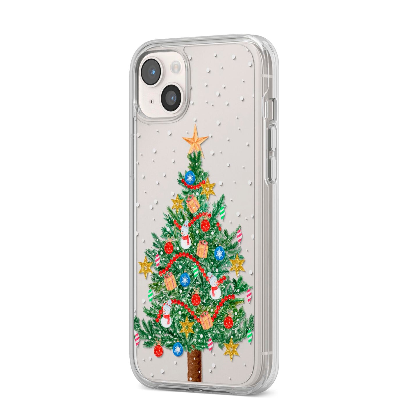 Sparkling Christmas Tree iPhone 14 Plus Clear Tough Case Starlight Angled Image