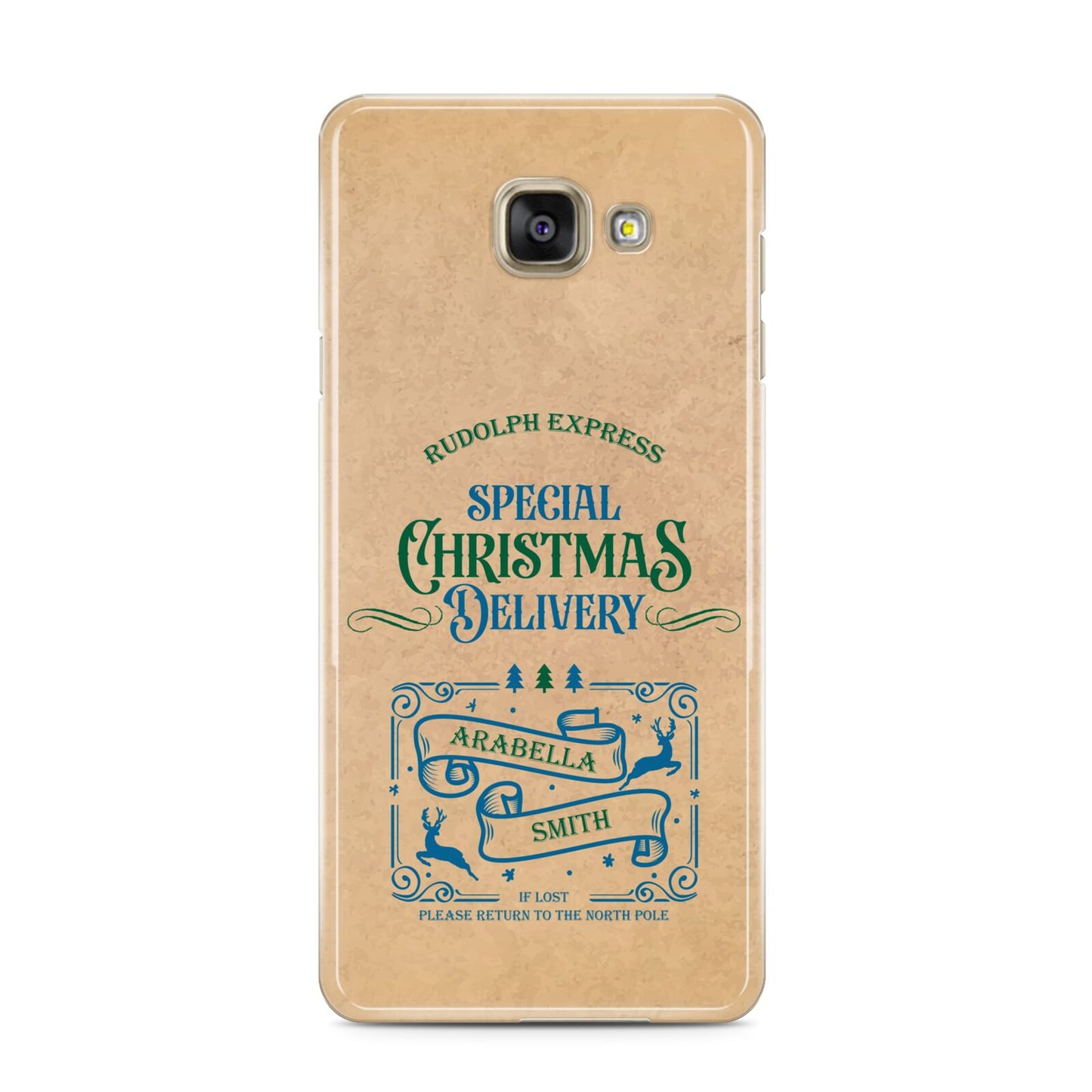 Special Christmas Delivery Personalised Samsung Galaxy A3 2016 Case on gold phone