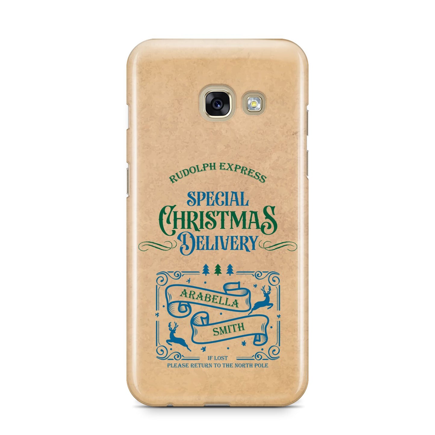 Special Christmas Delivery Personalised Samsung Galaxy A3 2017 Case on gold phone