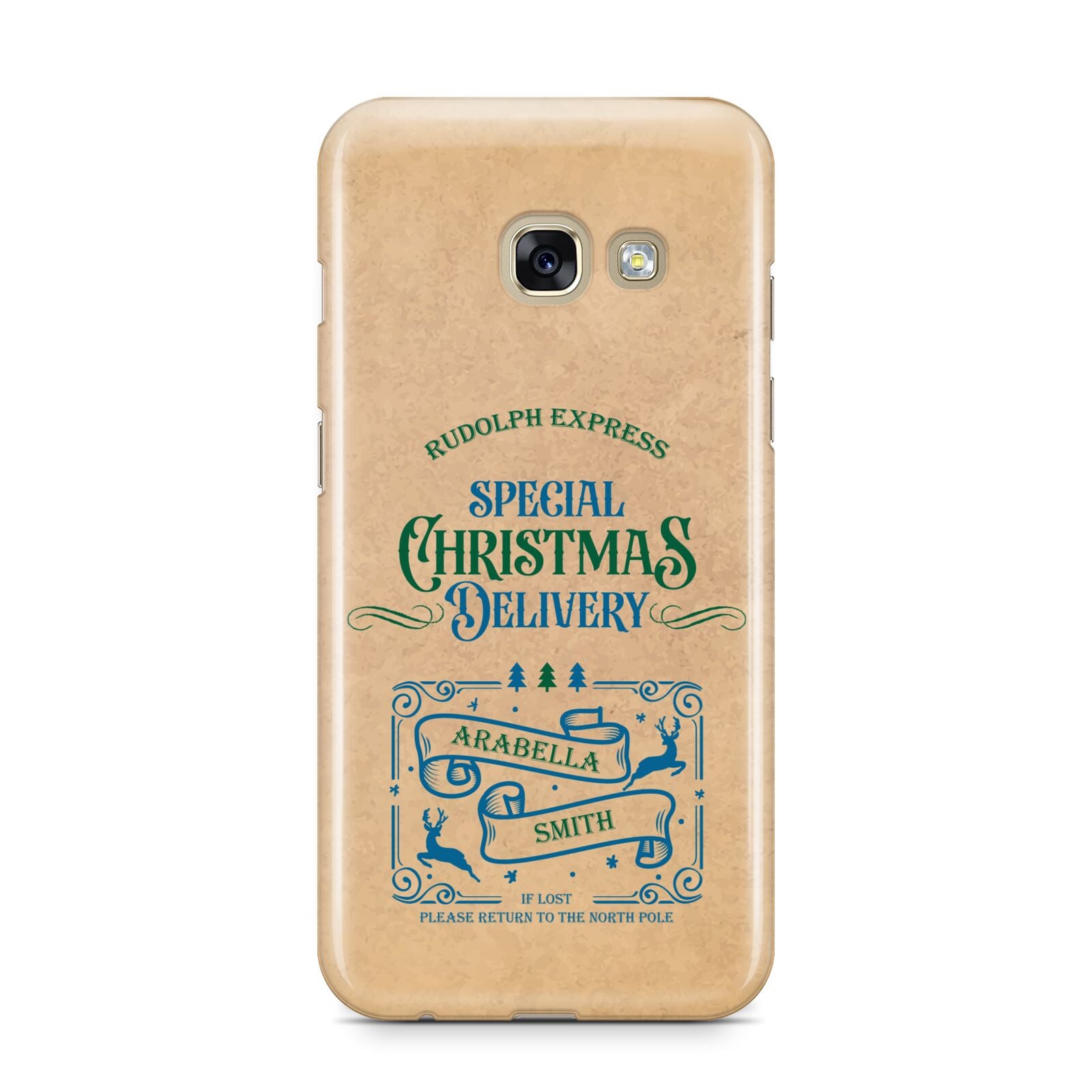 Special Christmas Delivery Personalised Samsung Galaxy A3 2017 Case on gold phone