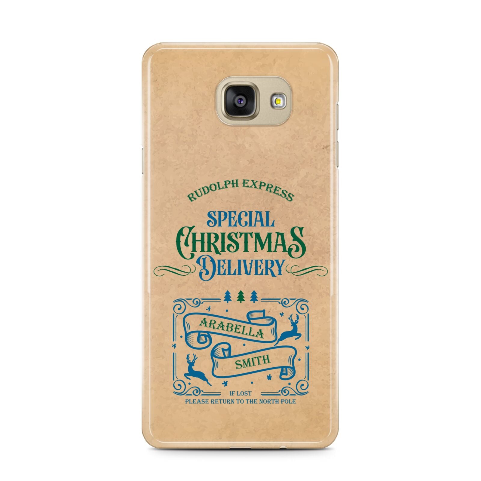 Special Christmas Delivery Personalised Samsung Galaxy A7 2016 Case on gold phone
