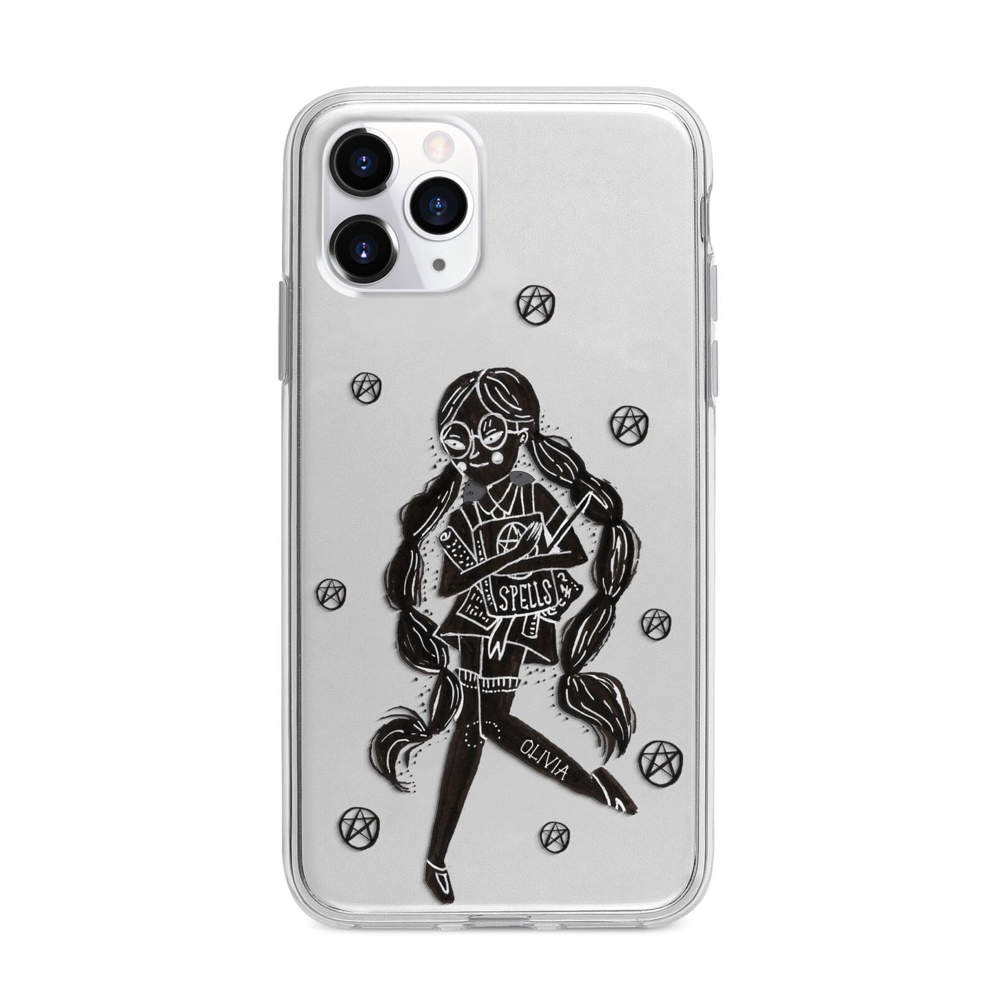 Spells Girl Halloween Personalised Apple iPhone 11 Pro Max in Silver with Bumper Case