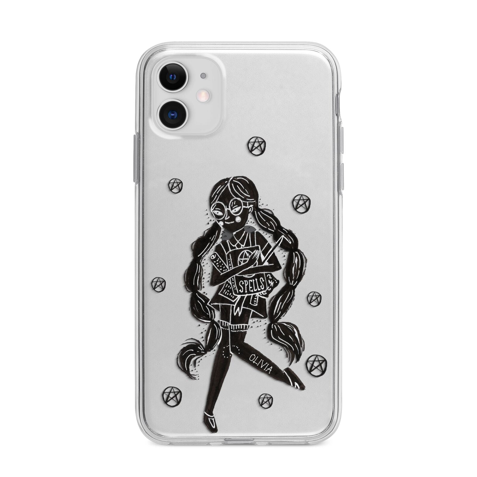 Spells Girl Halloween Personalised Apple iPhone 11 in White with Bumper Case