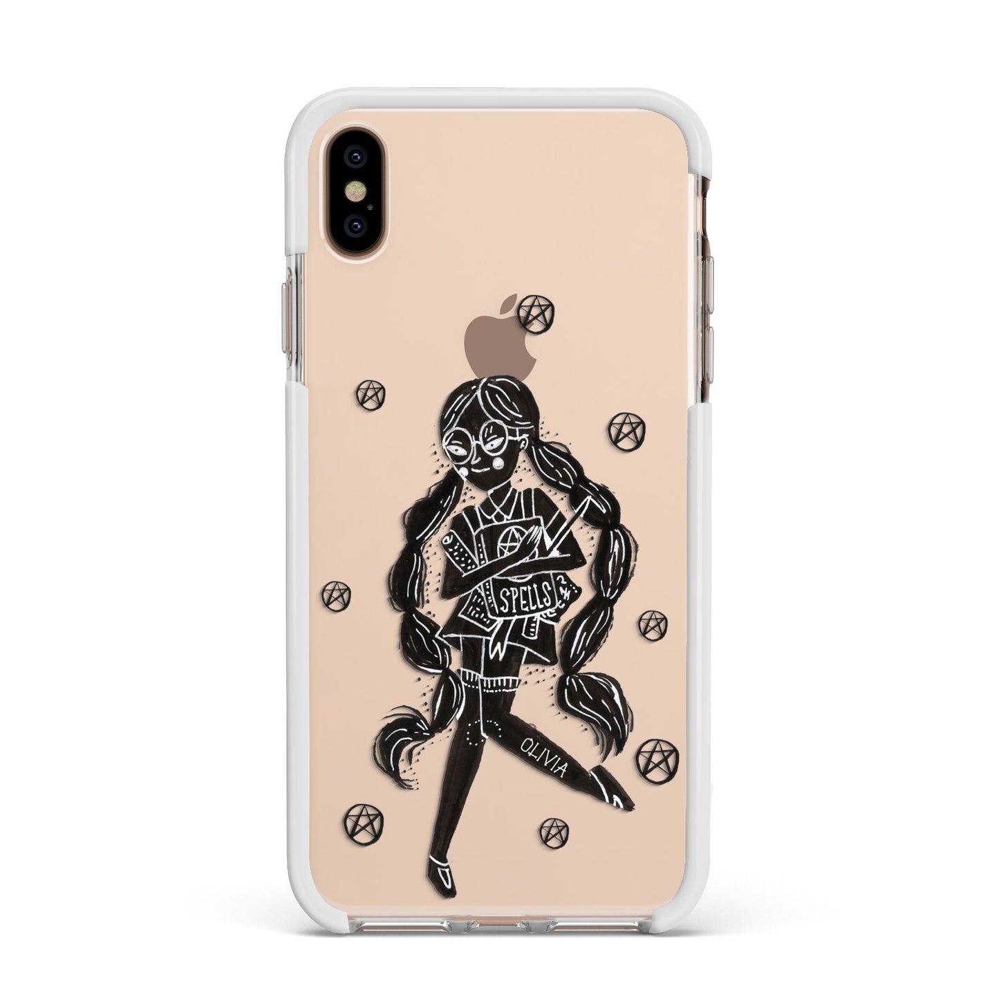 Spells Girl Halloween Personalised Apple iPhone Xs Max Impact Case White Edge on Gold Phone