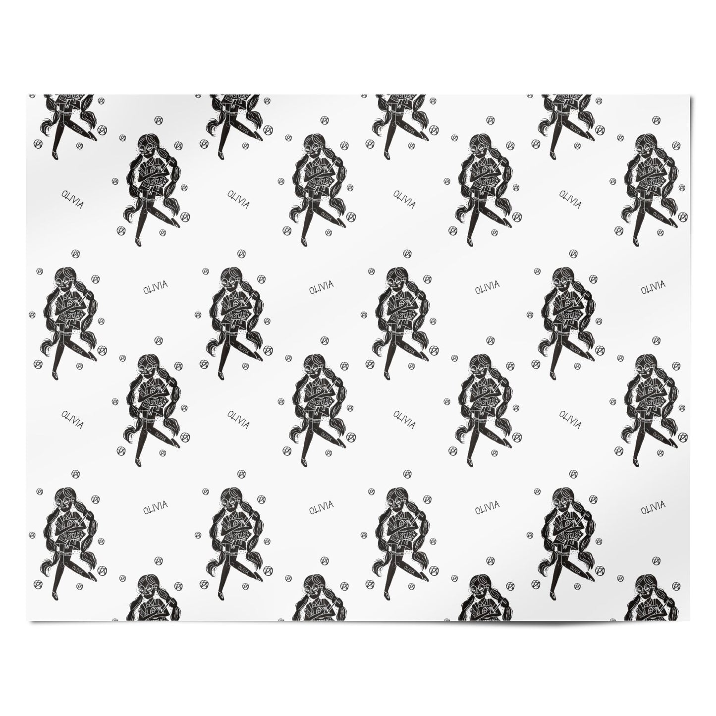 Spells Girl Halloween Personalised Personalised Wrapping Paper Alternative