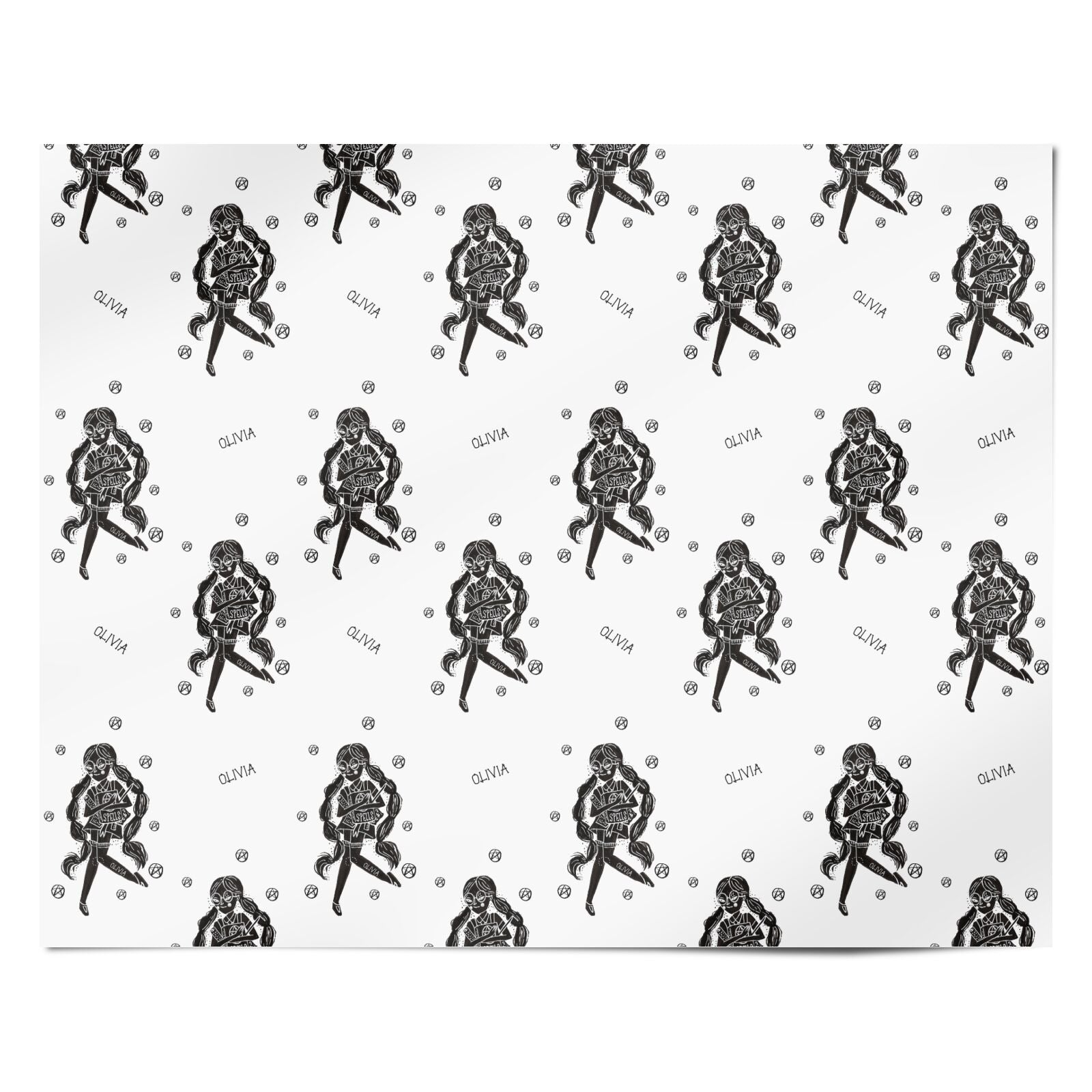Spells Girl Halloween Personalised Personalised Wrapping Paper Alternative