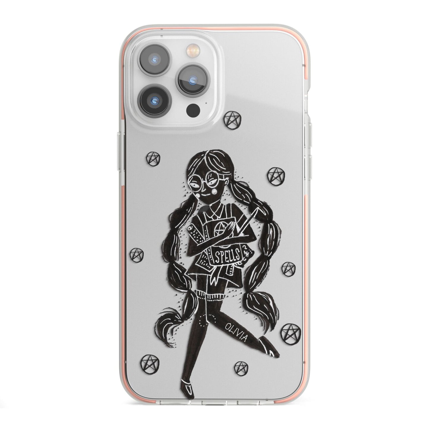 Spells Girl Halloween Personalised iPhone 13 Pro Max TPU Impact Case with Pink Edges