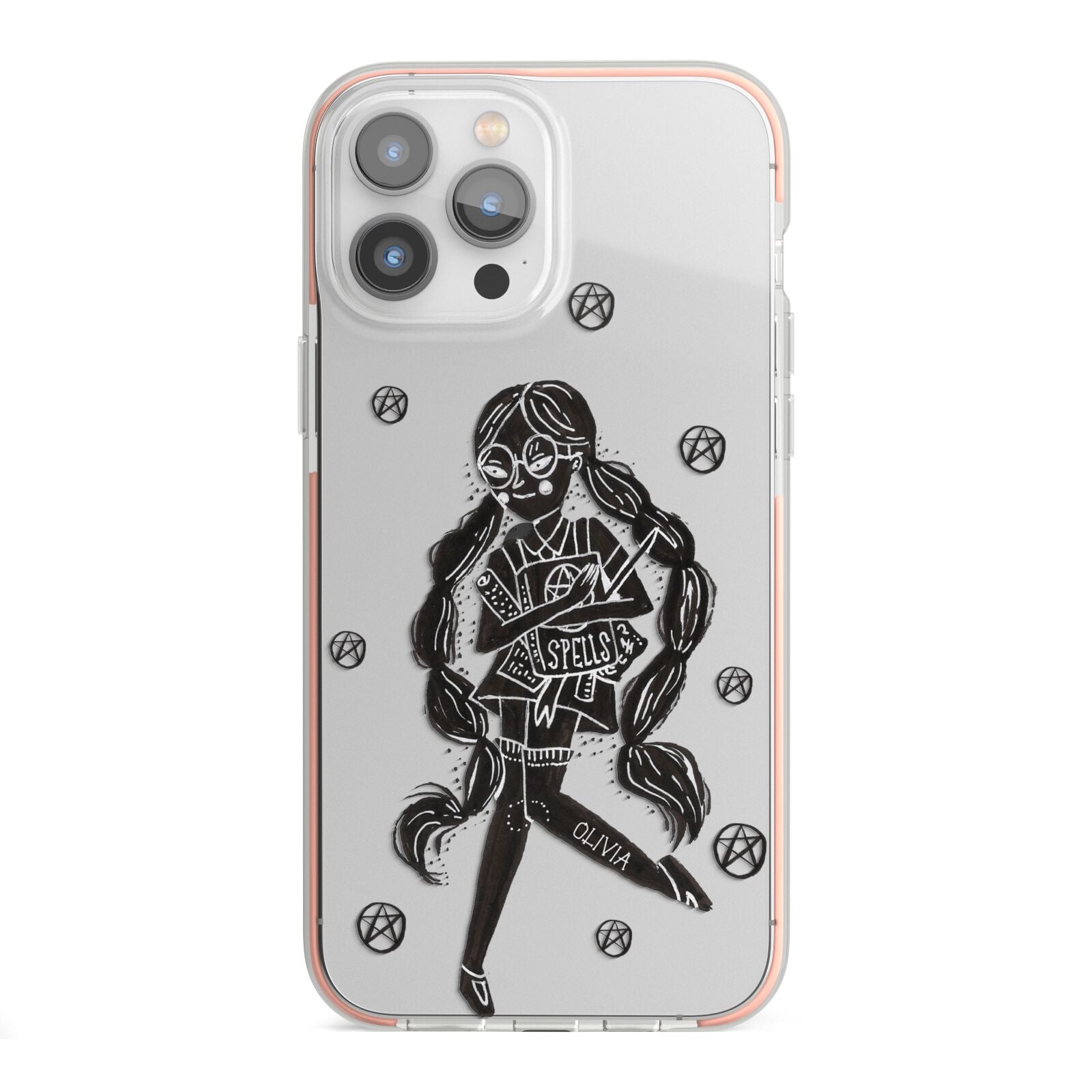 Spells Girl Halloween Personalised iPhone 13 Pro Max TPU Impact Case with Pink Edges