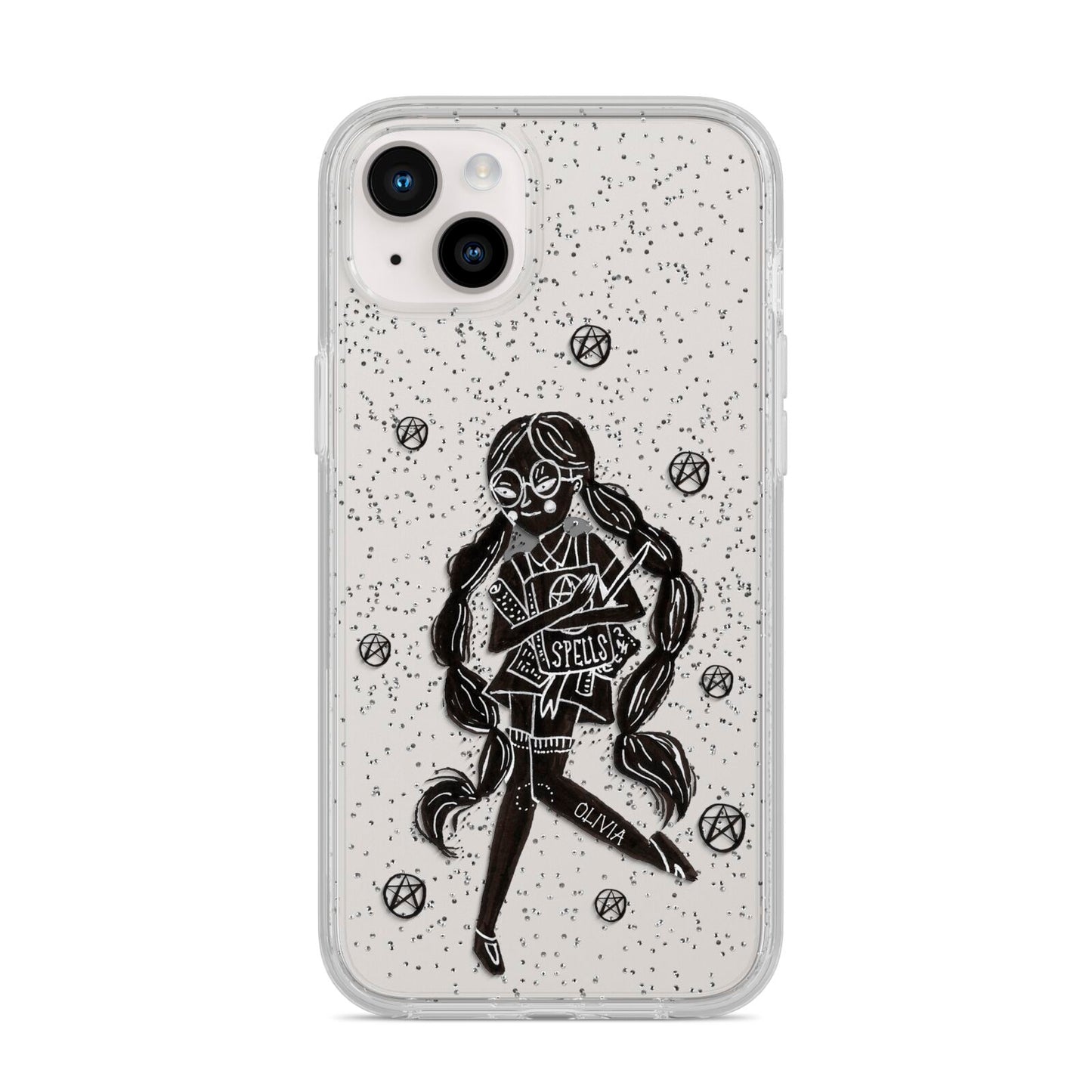 Spells Girl Halloween Personalised iPhone 14 Plus Glitter Tough Case Starlight
