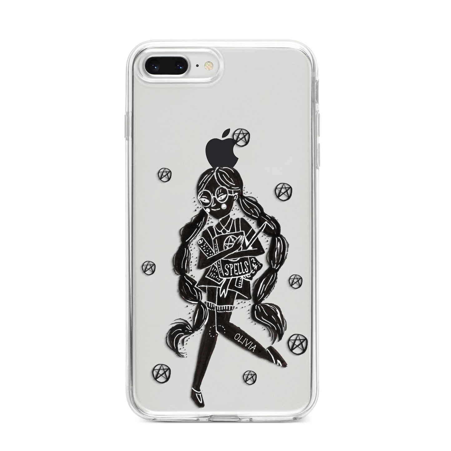 Spells Girl Halloween Personalised iPhone 8 Plus Bumper Case on Silver iPhone